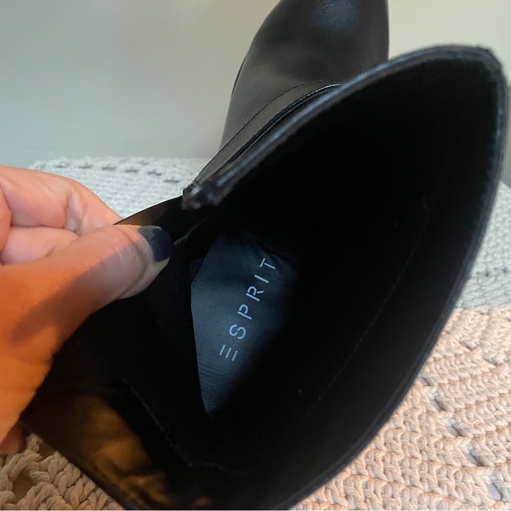 NWOB Esprit Boots Womens Kella Block Heeled Black Faux Leather size 10 - Picture 7 of 9